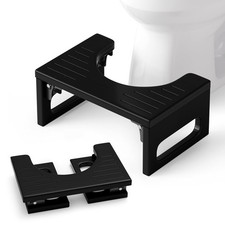 Bathway Squatting Potty Stool, Foldable Toilet Stool 7 Inch Foldable , Black