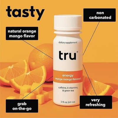 Tru Energy Shot Extra Strength Energy Drink with Natural Caffeine Green Tea B...