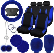 Fundas Para Asientos de Automovil Color Azul Y Negro Juego Combinado de Ajuste