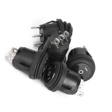 5pcs 3 Position ON/OFF/ON Black Round Rocker Switch 3 Pin 10A/125V 6A/250V✈