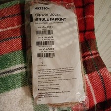 McKesson Tan Non-Skid Slipper Socks Size X- Large, Ankle/ Crew Length