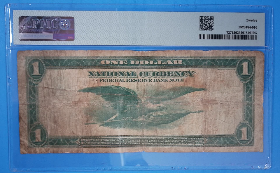 1918 $1 FRBN Chicago Fr#727 PMG 12 Large Size Green Eagle Bank Note - Image 2 of 2
