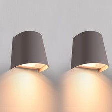 FUDESY 2 Pack Outdoor Wall Lights Mains Powered, IP65 Waterproof Exterior Grey