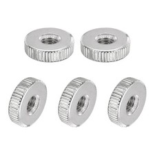 Knurled Thumb Nut, M4 Female Thread Thin Type, Nickel-Plated Carbon Steel, 10Pcs