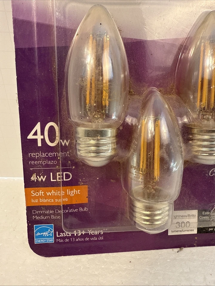 3 Philips 40-Watt Clear B11 Blunt Tip LED Bulbs w/Standard Base - Dimmable - Image 2 of 4