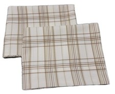 Set of 2 Tan Plaid PillowCases PolyCotton Fabric 20 X 30 Standard/ Queen