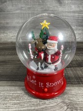 Gemmy Christmas Santa Claus Waterless Snow Globe, Music, Lights And Reindeer