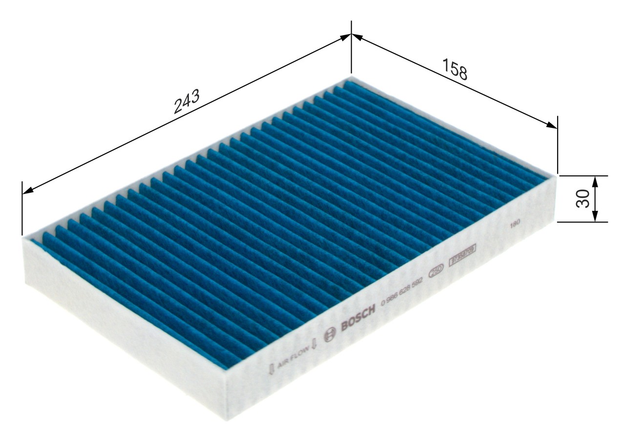 Fits BOSCH 0 986 628 592 cabin carbon filter. FILTER+ PM2.5 TESLA