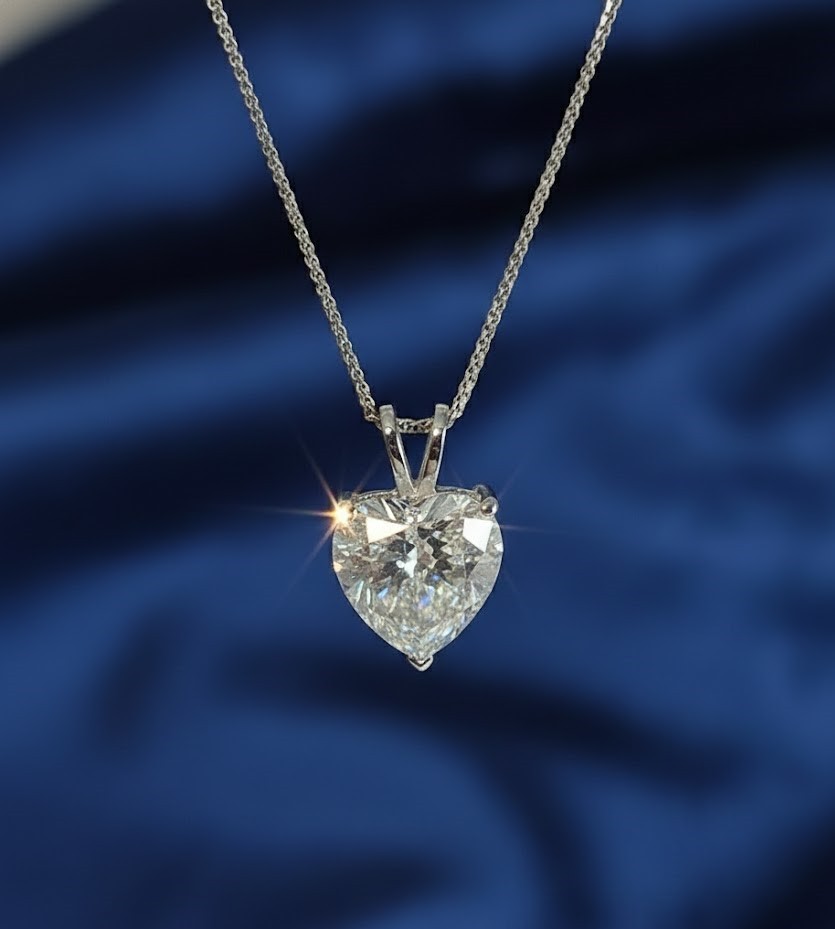 2ct Heart Cut Real Moissanite Pendant For Women's 14k White Gold Plated Finish