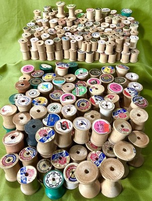 Vintage Wooden Thread Spools ~ Over 350 Included ~ Various Sizes,Makers,styles