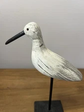Carved Wood Sea Bird (White/Grey) Nautical Coastal Bird  with stand