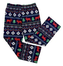 Kids Flannel Pajama Pants Size 10 Reindeer Christmas Trees Snowflakes NEW