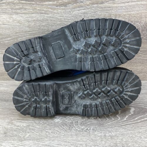 Vintage Sha Sha 90s Y2K Mens 9 Black Leather Tribal Blue Flame Chunky Rare Shoes - Picture 7 of 13