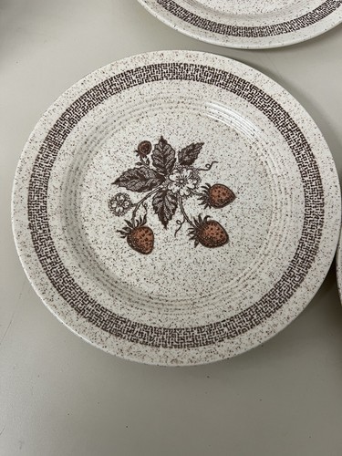 Homer Laughlin Country Strawberry Stoneware 10” Dinner Plates Set Of 4 - Picture 2 of 11