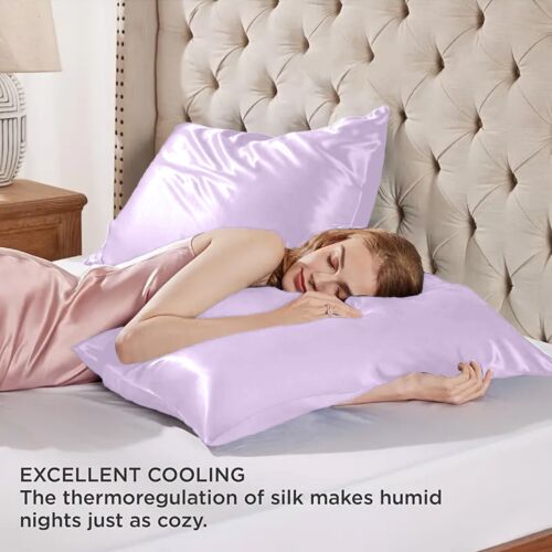 Premium Satin Silk Pillowcases For Hair And Skin 2 Pack Soft Pillow Cases Covers - Picture 69 of 137