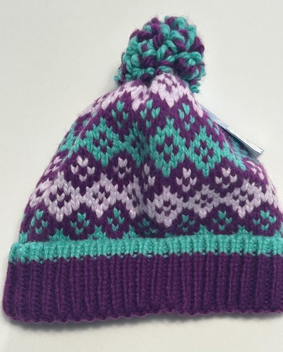 Columbia Youth Pom Pom Beanie, purple, teal & white, O/S - Picture 3 of 4
