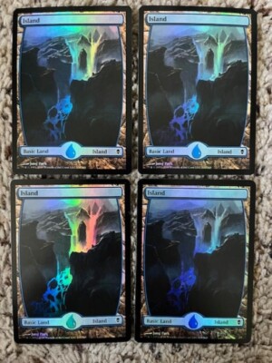 MTG- Island x4 - Same Art Original Zendikar FOIL
