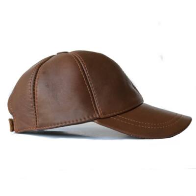GENUINE SOFT LEATHER CAP LAMBSKIN DAD HAT Brown