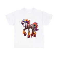 Unisex Adult Graphic T Shirt 70s Style Flamboyant Unicorn Fashion Platform Shoes