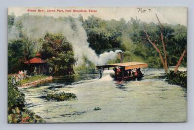 #ad Landa Park Steam Boat NEW BRAUNFELS Texas Antique Postcard 1910s $7.79