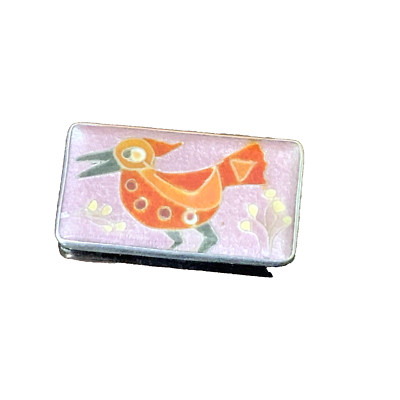 1950's Superb Rare Modernist Sterling Silver Enamel Bird Brooch Hilda Kraus MCM