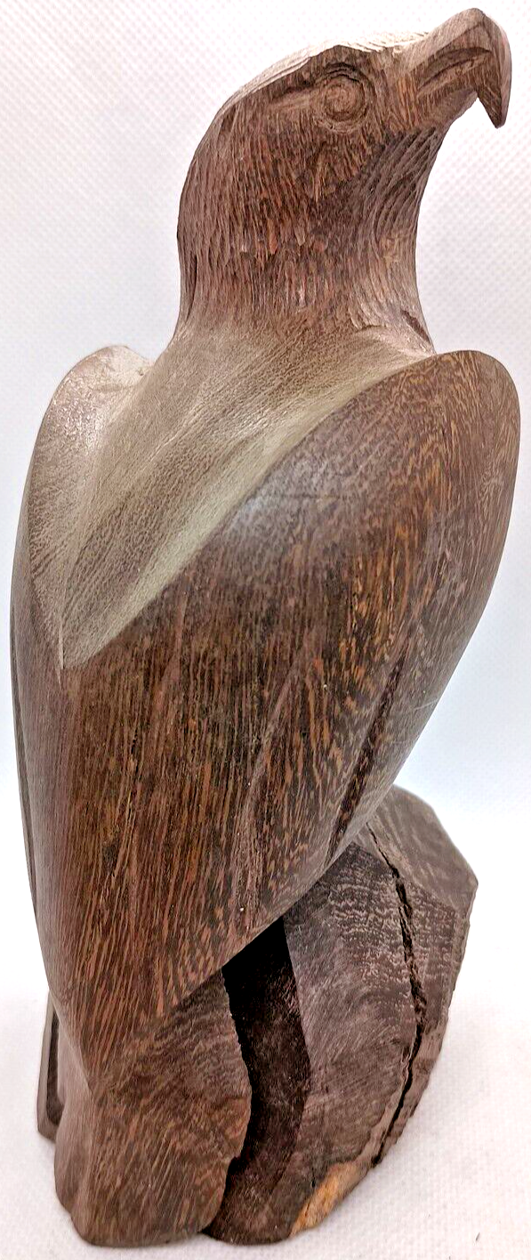 Vintage Hand Carved Ironwood Eagle Hawk Falcon Sculpture 11 Inch Antique Bird Statue  