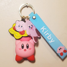 Kirby keychain w/ strap     3d minifigure  pendant charms    Kirby Gift