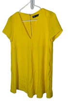 Zara TRF Collection A Line Mini Dress Size XS Bright Yellow Back Zip