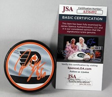 JOEL FARABEE SIGNED PHILADELPHIA FLYERS REVERSE RETRO PUCK AUTOGRAPHED +JSA COA