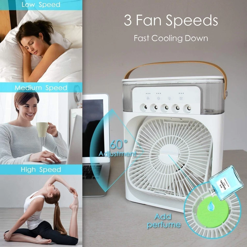 Portable Fan Air Conditioners USB Electric Fan LED Night Light Water Mist Fan AU - image 2 of 4