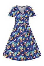 Classic Tropical Flamingo Lyra Dress Lady V London Vintage 16-24
