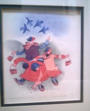  Framed Rie Munoz Print - Blueberries Bluebirds #464/500 17