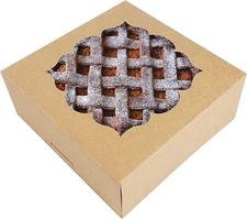 20 Pack Pie Boxes 10x10x3inch Bakery 10x10x3 Inch (Pack of 20), Brown 