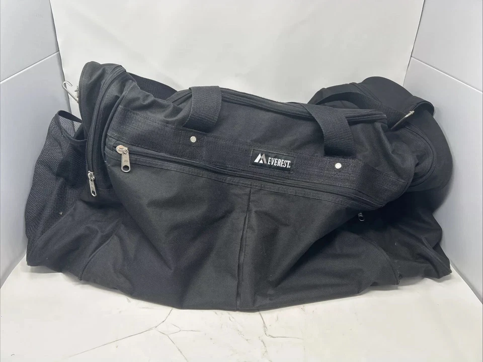 Bolsa de equipaje Everest clásica extra grande negra bolsillos cremalleras bolsa de malla Foto 3 de 4