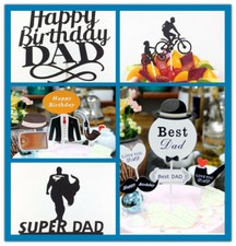 Happy Birthday Cake Topper Party Supply Event Decoration For Dad Father DIY