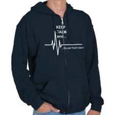 Funny Heart Monitor Keep Calm Not That Calm Sweatshirt Zip Up Hoodie Men Women