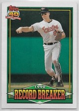 1991 Topps #5A Cal Ripken Jr RB HOF Baltimore Orioles E*F* Variation
