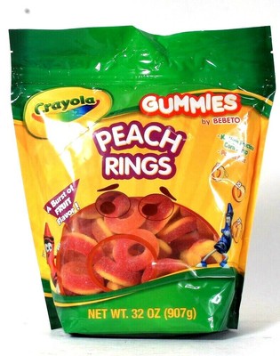1 Bebeto 32 Oz Crayola Gummies Peach Rings Fruit Flavor No Fructose Corn Syrup Ebay