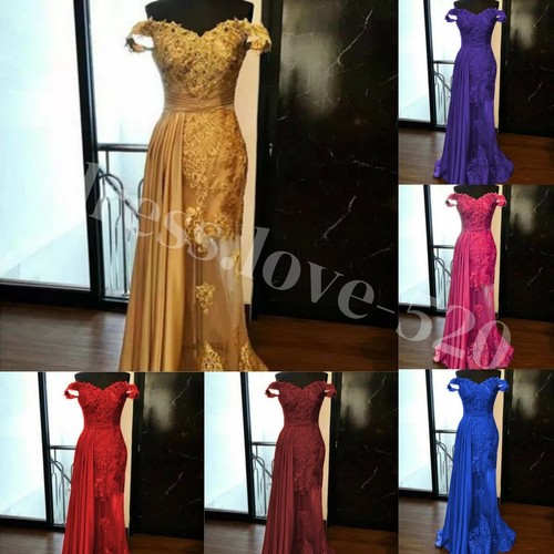 Mermaid Evening Dresses Formal Off the Shoulder Lace Cocktail Party Prom Gown - Picture 1 of 22