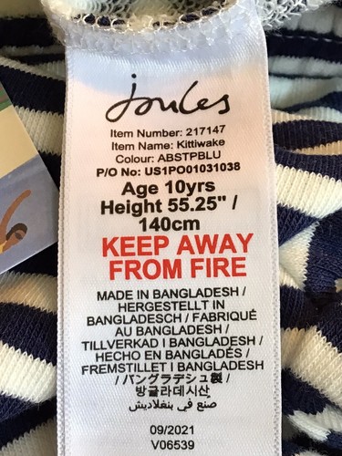 Joules Girls “Kittiwake” Striped Navy/White Cotton Blend Shorts Size 10y NWT - Picture 7 of 9