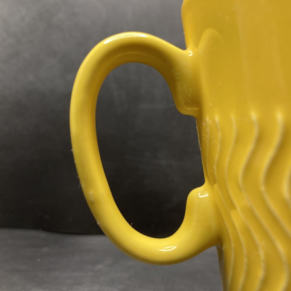 Vintage Just Mugs Yellow Embossed Wavy Lines Ceramic Mug Made in
