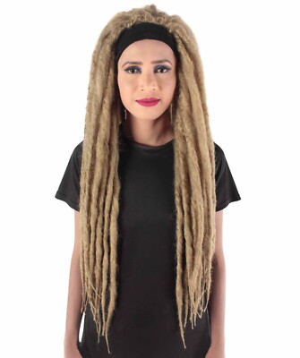Super long blonde brown black dreadlock wig Blond Dread Wig Locs, Boho Braid Wig Glueless, Dreadlock Wig  main image 3