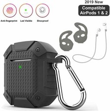 for Apple AirPods 1 2 Military Shockproof Armor Matte Silicone Protective Case
