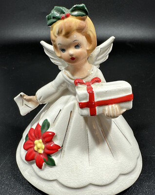 Josef Original 1950's Ceramic Christmas Angel Holding A Present | eBay