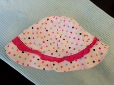 Toddler Girls Sun Hat With Strap Polka Dot Pattern Size 6-18months