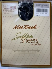 New Nice Touch Silken Sheers 20 denier Pantyhose sz Short/ Medium Black 2pairs