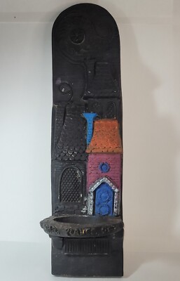 Vintage Gothic Black Wall Hanging Planter MCM Old Buildings Victorian 1970's 