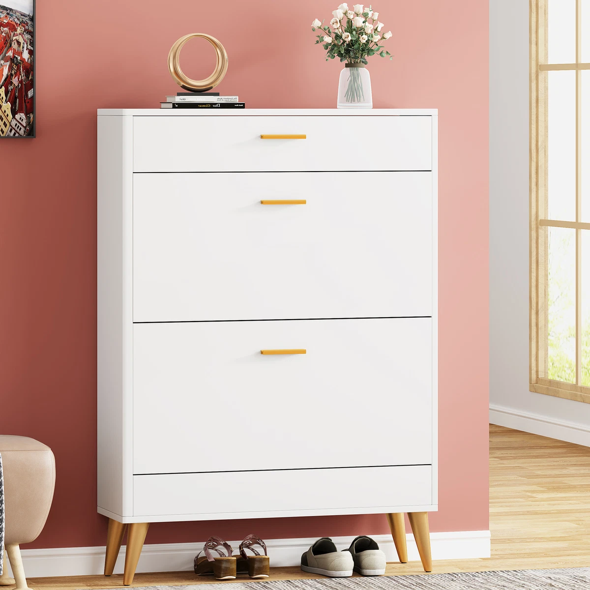 Narrow 4 Drawer Shoe Cabinet