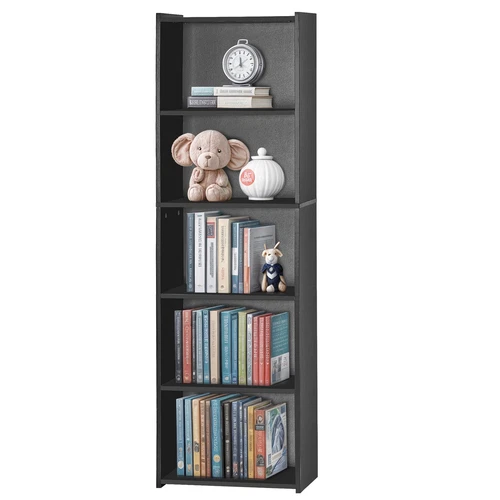 5-Tier Bookcase with Storage Open Shelf for Home Office Display Black/White - Picture 14 of 21