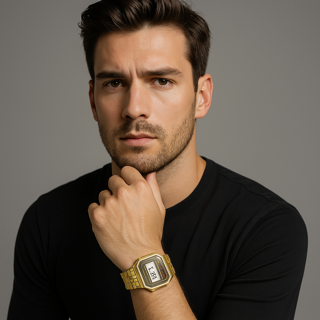 Montre Quart LCD Vintage Unisexe - Boîtier 36mm, Bracelet Silicone Noir - Fonctionne, Pile Incluse